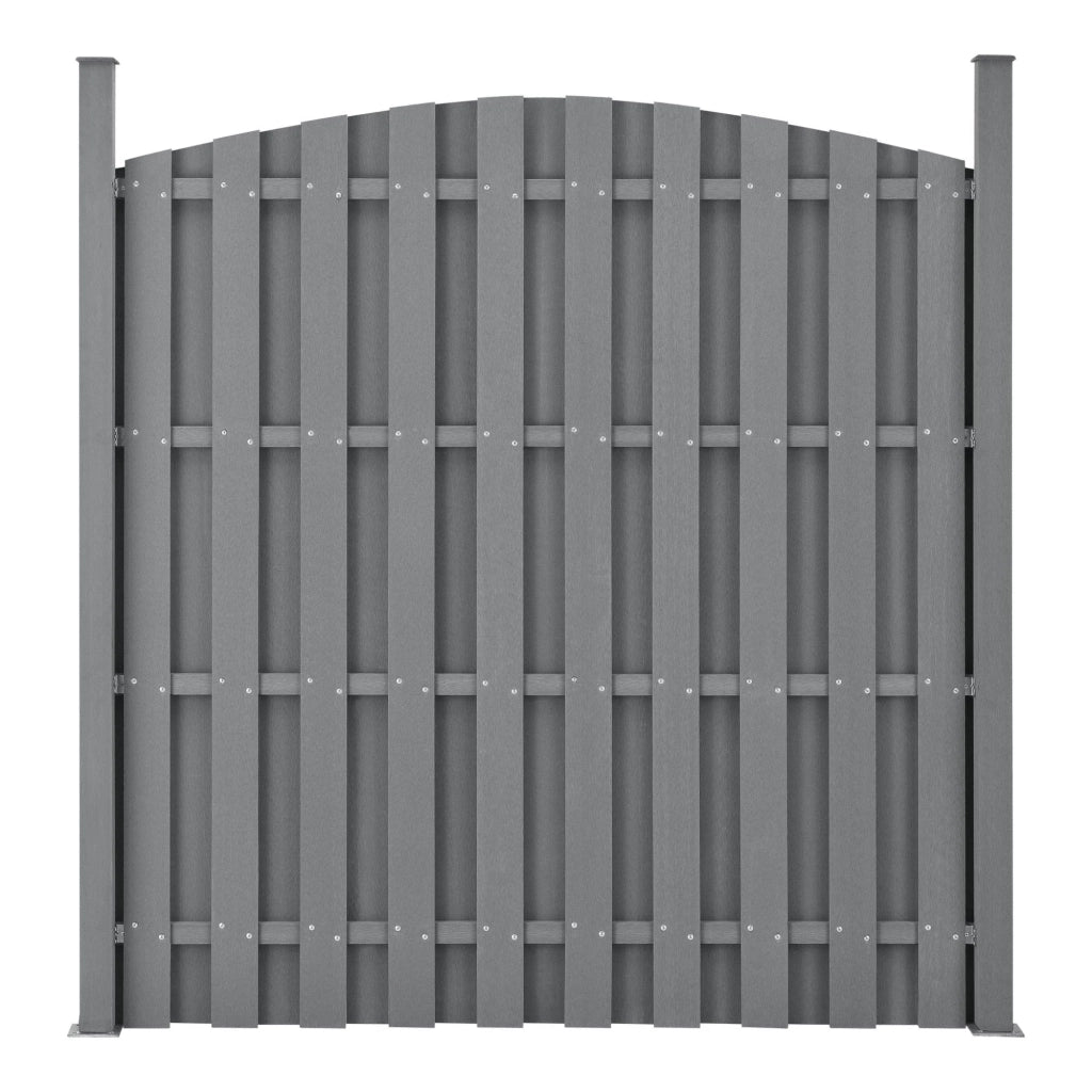 Recinzione frangivento/schermo per la privacy in legno composito WPC 4 pezzi semicircolare arrotondata 185 x 747 cm grigio 03_0000229