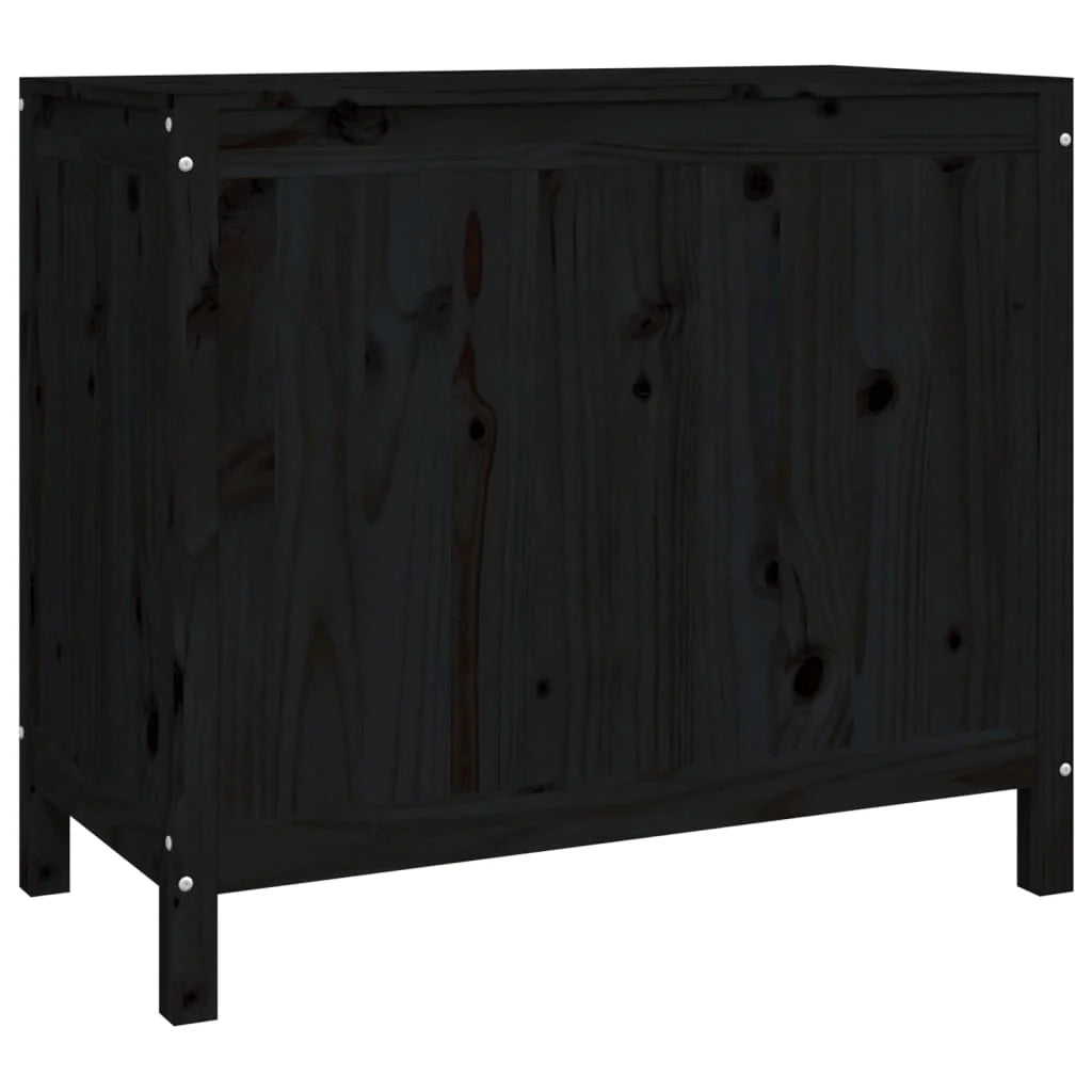 Cesto portabiancheria nero 88,5 x 44 x 76 cm in legno massello di pino 02_0006136