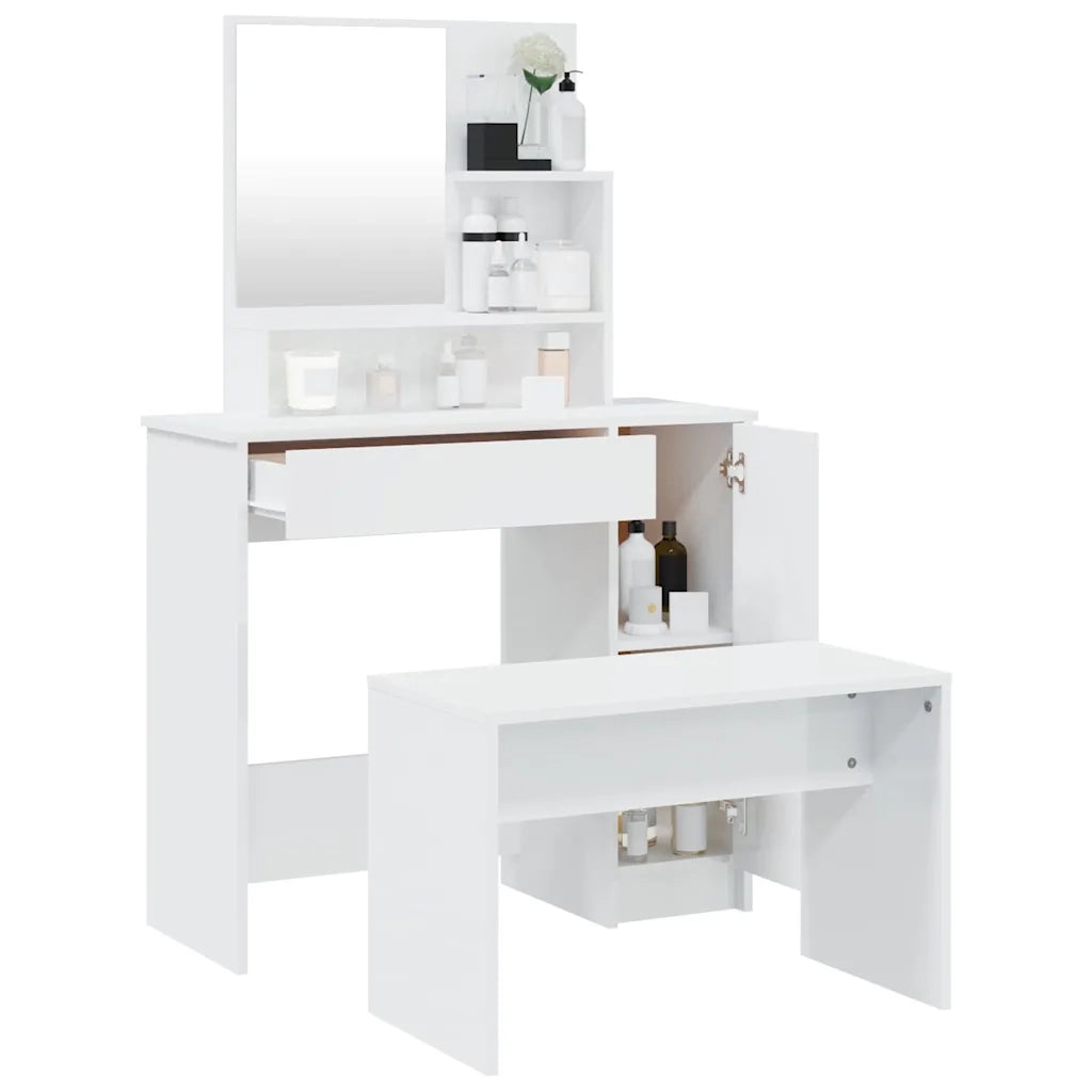 Set Tavolo da Toeletta Bianco Lucido 86,5x35x136 cm 3114151