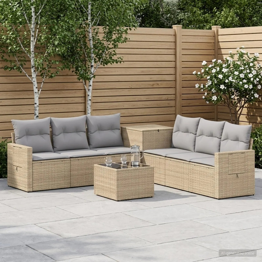 Set di divani 8 pz Beige e Grigio Chiaro 3448393