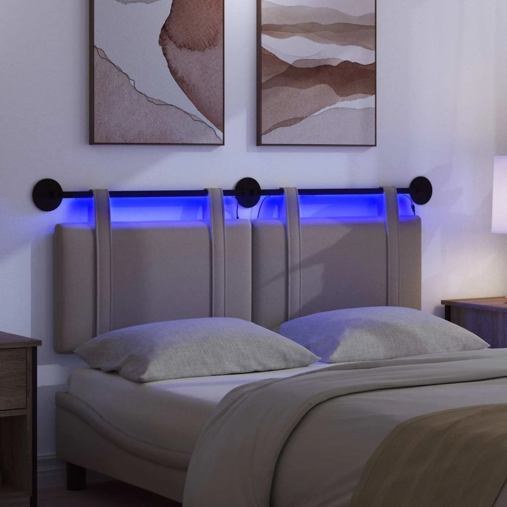 Testiera sospesa Con luce LED Tortora Tessuto 3423943