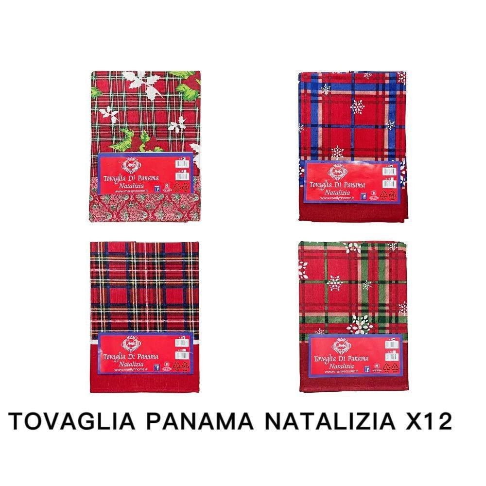 Trade Shop - Tovaglia Natalizia Panama Tessuto Resistente Tema Natale Varie Fantasie 12 Posti -