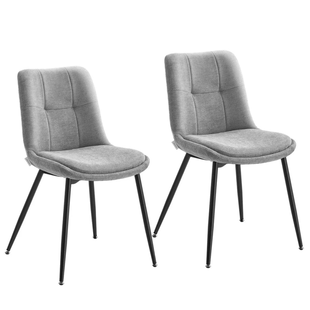 Set di 2 sedie da pranzo sedie da cucina rivestimento in ciniglia imbottito fino a 120 kg doppio cuscino gambe in metallo moderne per sala da pranzo/cucina grigio 12_0006212