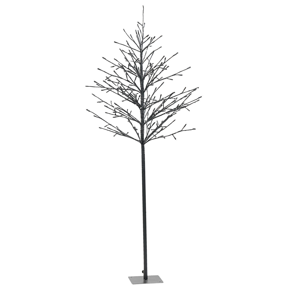 Albero di Natale in metallo con LED in metallo di colore nero 150 cm per interni ed esterni