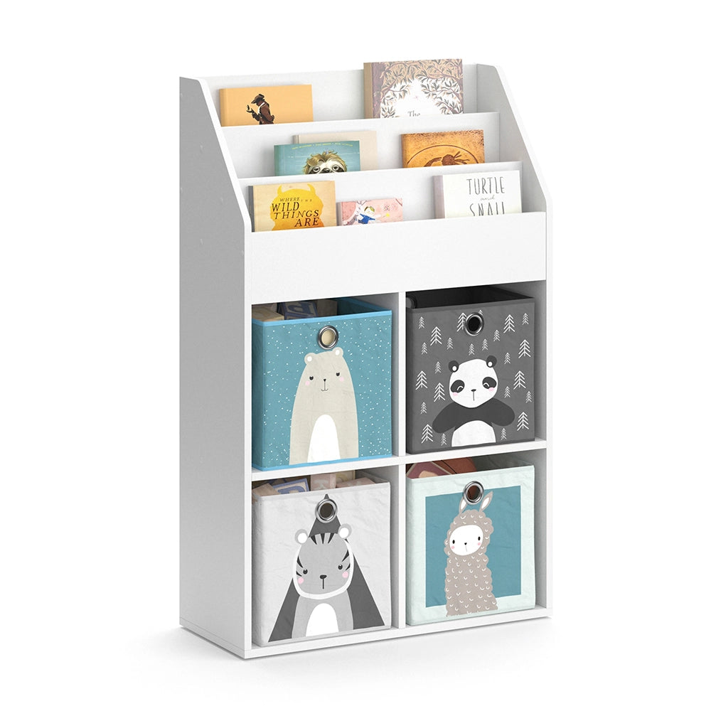 Vicco Libreria bambini Bianco 31.2 x 114.2 cm con 4 scatole pieghevoli