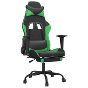 Sedia da Gaming | Sedia da e-sports Massaggio Poggiapiedi Nero e Verde Similpelle