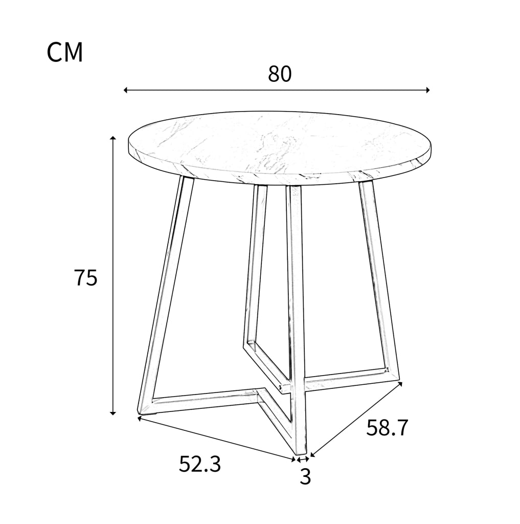Set tavolo da pranzo rotondo 80 cm con 4 sedie in velluto