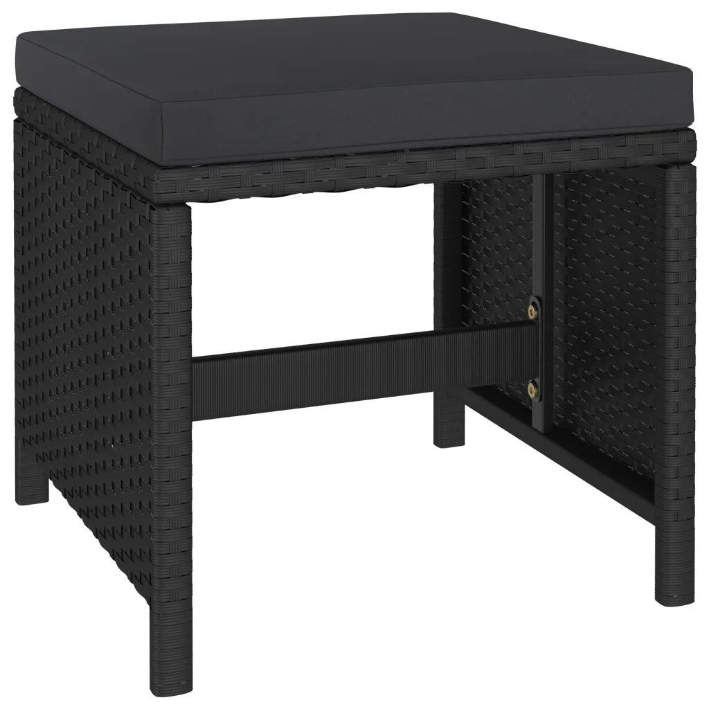 Set da Pranzo da Giardino 6 pz con Cuscini in Polyrattan Nero 315988