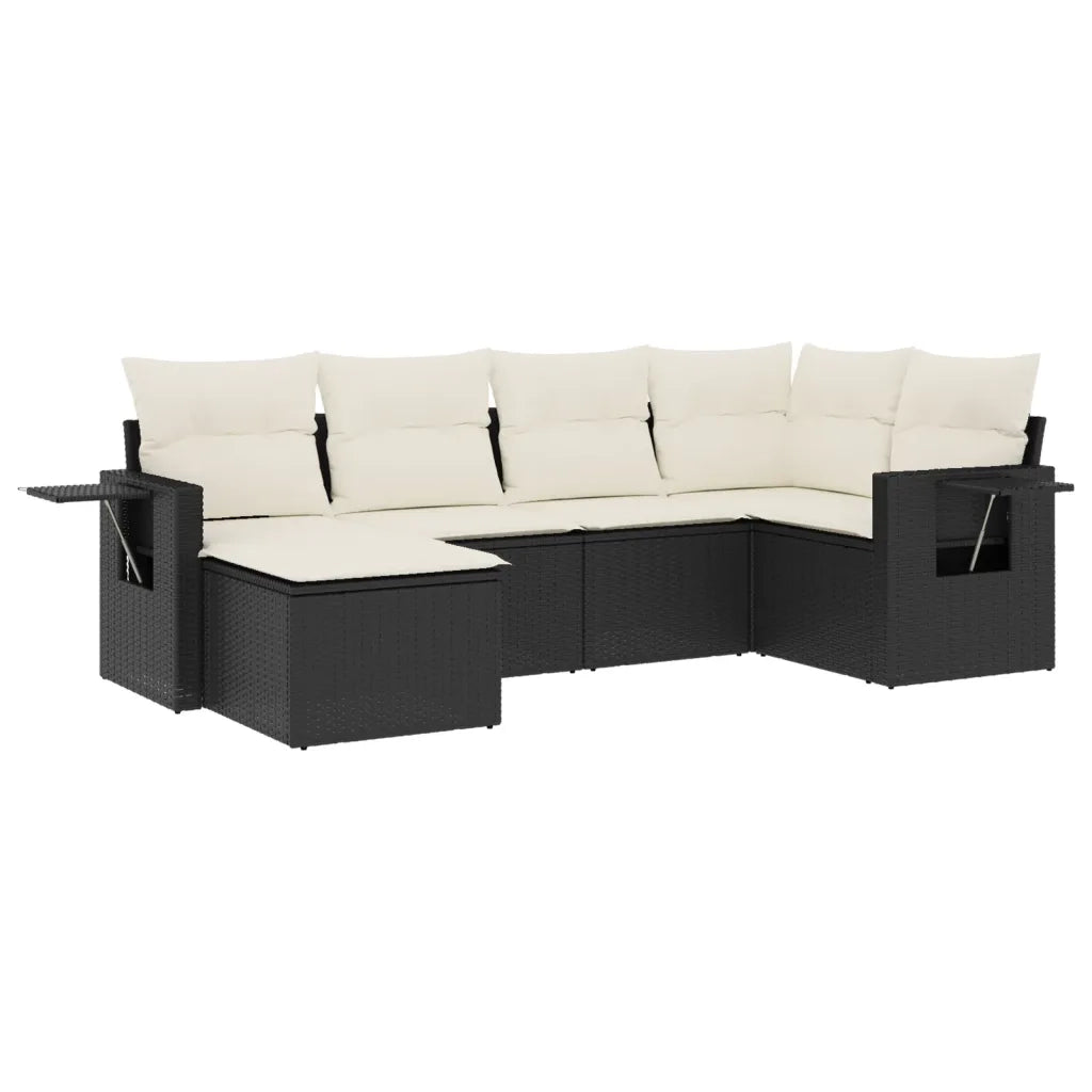 Set Divano da Giardino 6 pz con Cuscini Nero in Polyrattancod mxl 112398