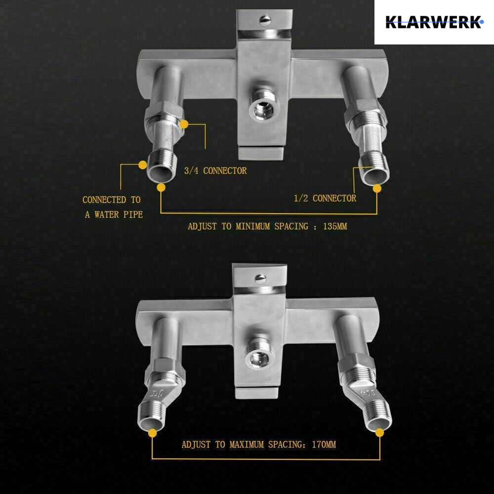 "ROSA" | Rubinetto per vasca da bagno a cascata Doccia nera|Acciaio inossidabile include doccetta e supporto|Set completo termostato vasca miscelatore