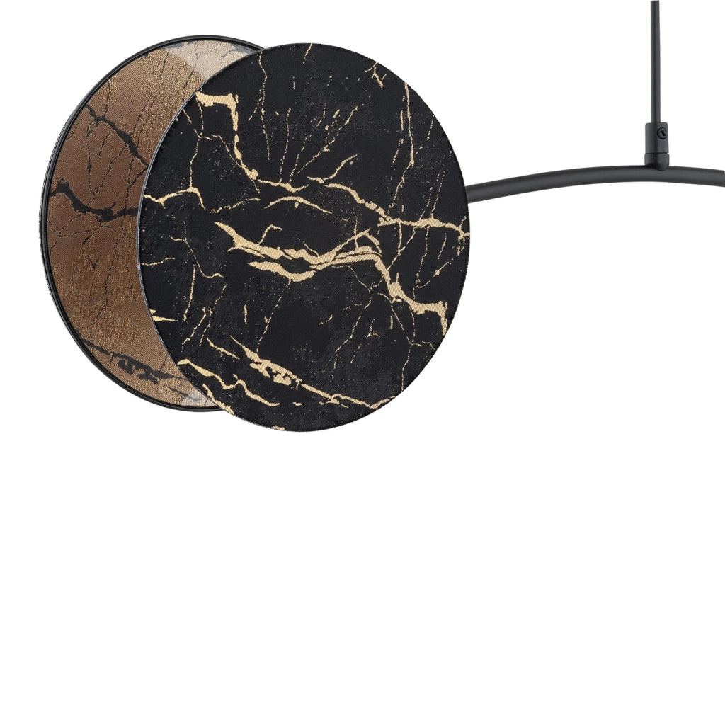 Lampada A Sospensione 2 Luci Moderna Nut In Acciaio Effetto Marmo Nero