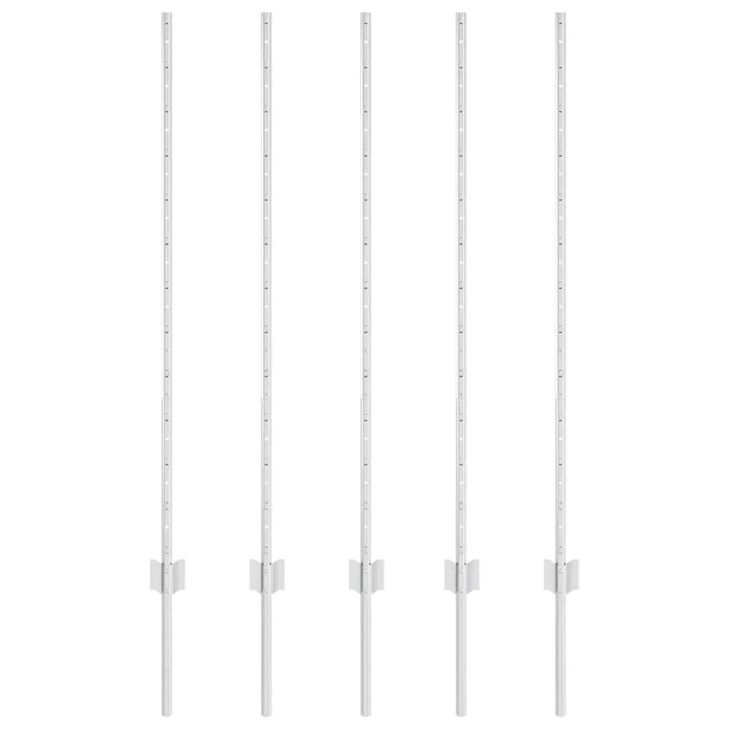 Palo della recinzione 5 pz Argento 120 cm Acciaio CFW4571055