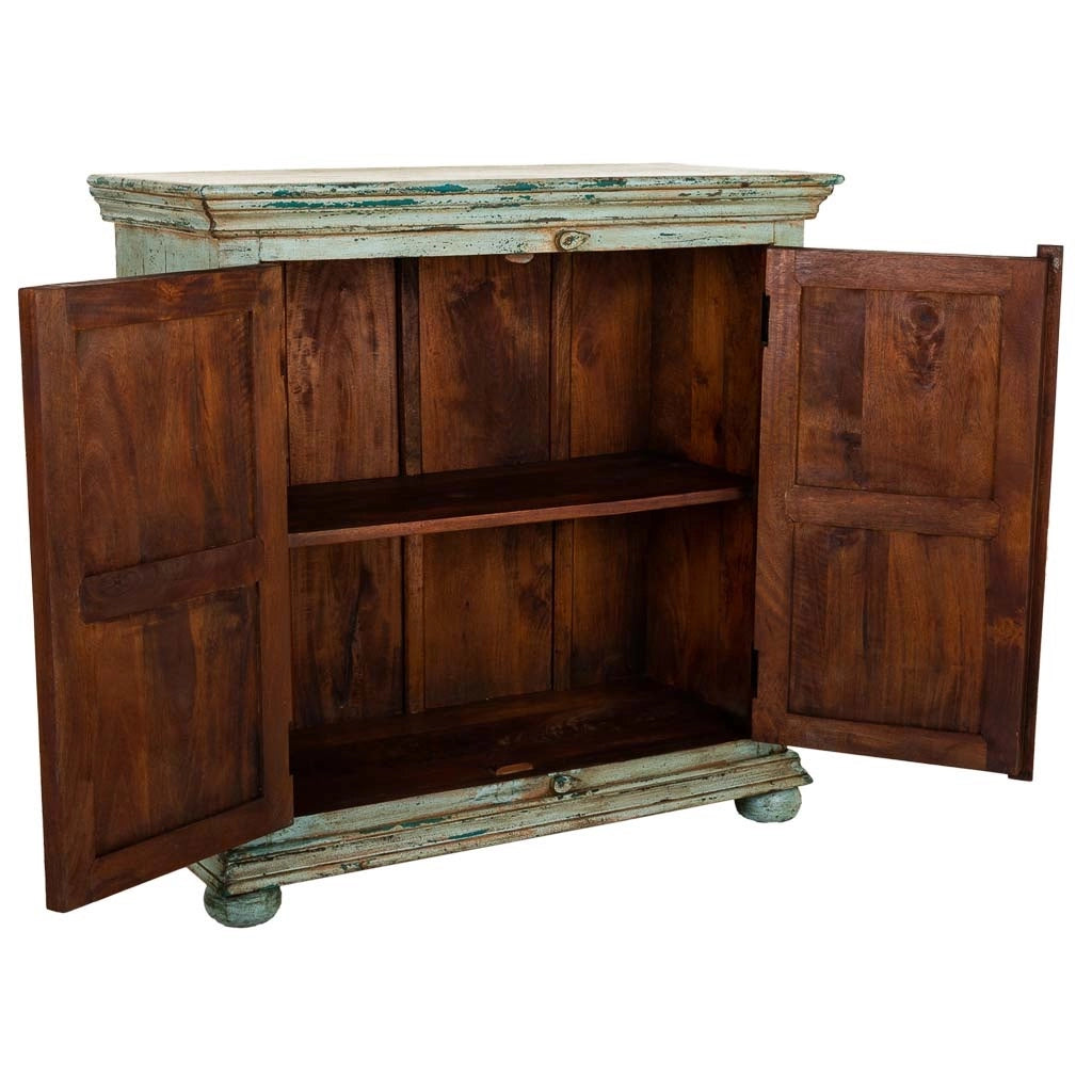 Mobile da ingresso artigianale in legno blu 90x40x90h cm