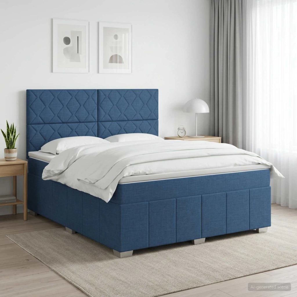 Letto box spring con materasso Blu 140 x 200 cm Tessuto 3454168