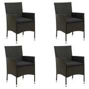 Sedie da Giardino con Cuscini 4 pz in Polyrattan Nere cod mxl 23203