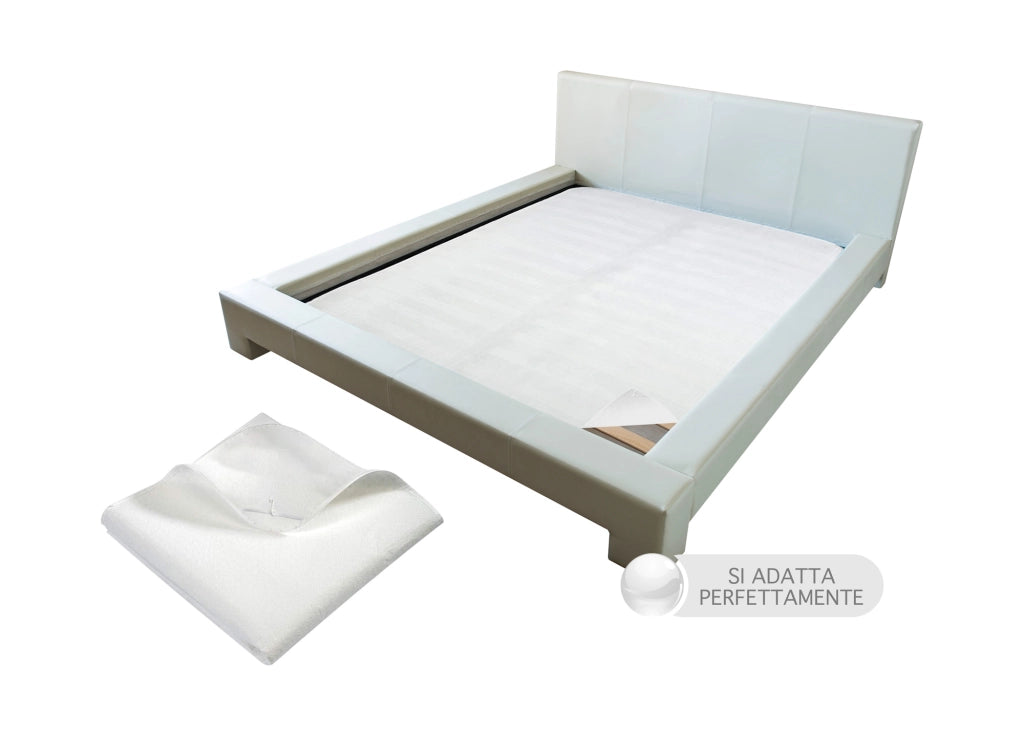 Coprirete In Feltro Anallergico Traspirante Con Lacci E Ganci Proteggi Doghe Lavabile Antiacaro Prodotto Italiano - Bianco - 85x190cm