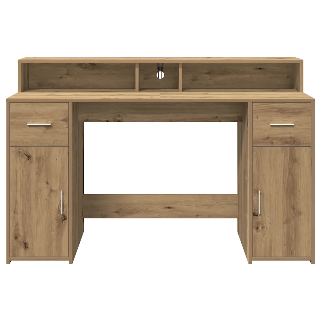 Scrivania con Luci LED Rovere 140x55x91 cm in Legno Multistrato