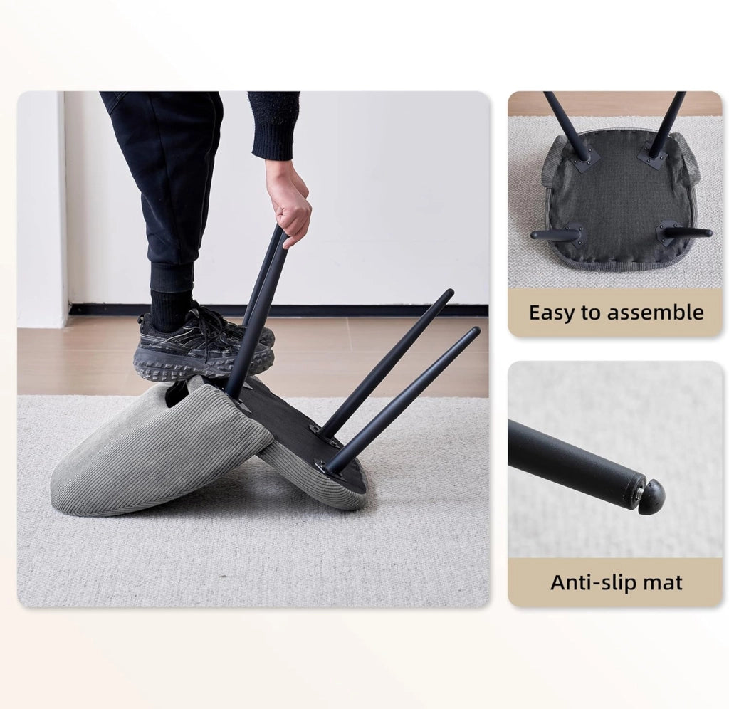 GrandCA HOME Set Tavolo e Sedie da Pranzo,Tavolo Rotondo Moderno da 100 Cm,4 Sedia da Pranzo In Velluto a Coste Traforato,adatto Per Cucina, Soggiorno, Caffetteria(Marmo Nero + Grigio)