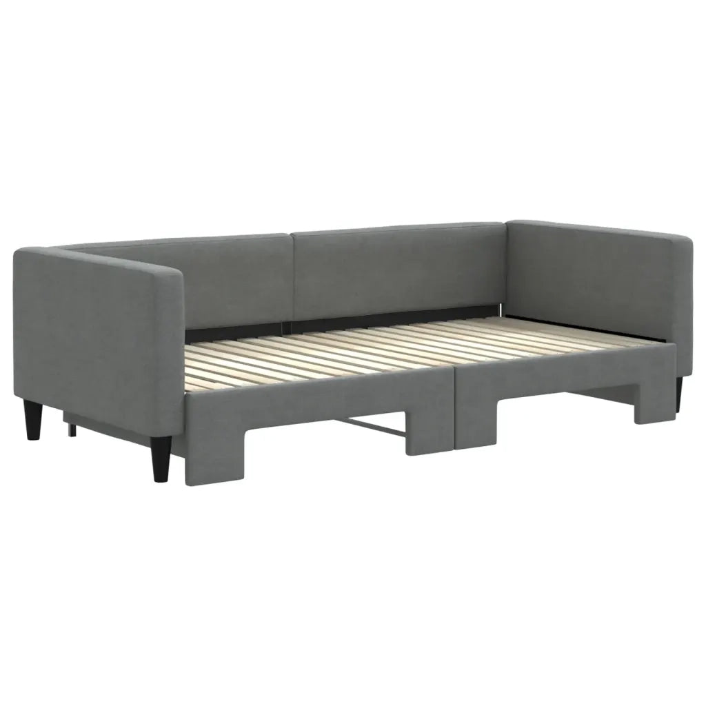 Divano Letto con Letto Estraibile Grigio Scuro 90x190cm Tessuto