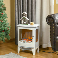 Camino Elettrico da Pavimento 39x26x54,8 cm Effetto Fiamma 2000W Bianco