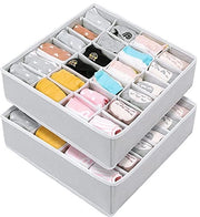 Scatole per Magliette e Accessori Piccoli - 24 celle Scatola a Pleghe per Armadio e Cassetto - 2 pezzi Grigio