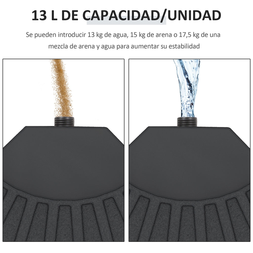 Base per Ombrellone 4 Pezzi Riempi con Acqua 52 Litri ¨C zephmum ¨C Nero