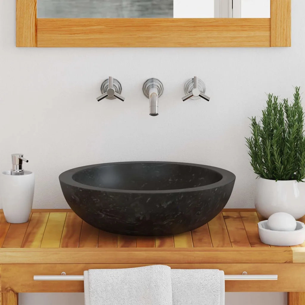 Lavandino 40x12 cm in Marmo Nero 142774