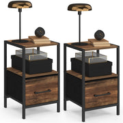 IDMarket - Set di 2 comodini UTAH, 1 cassetto e 1 nicchia, effetto HAWKINS