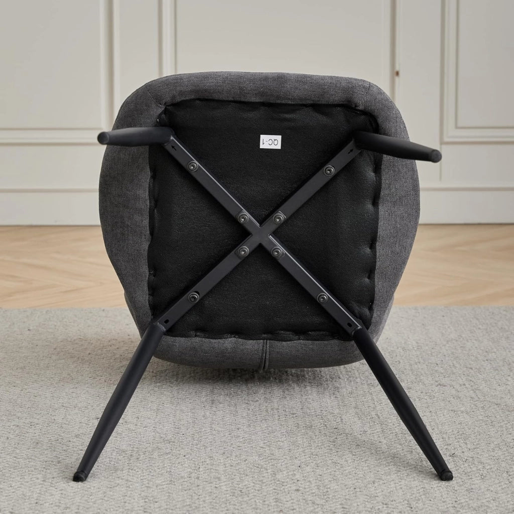 GrandCA HOME Set Tavolo e Sedie da Pranzo, Tavolo da Pranzo Rotondo da 100 CM e 4 Sedie Moderne in Lino, per Sala da Pranzo, Cucina, Soggiorno (Marmo + Grigio Scuro)