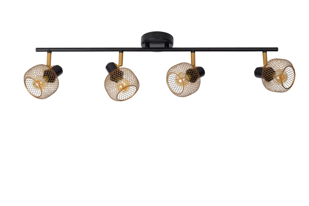 Plafoniera loft 4 faretti nero-oro 76cm Lucide Maren