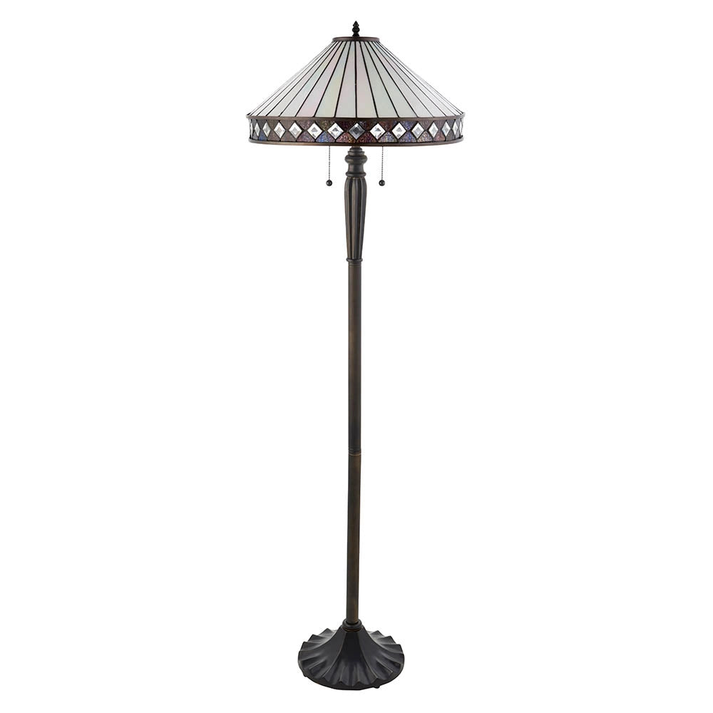 Lampada da terra Tiffany FARGO vetro 2xE27 tiranti