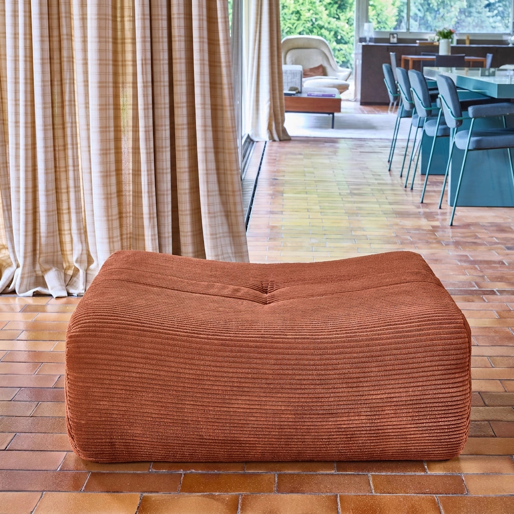 Poggiapiedi per poltrona sokol in velluto a coste, terracotta