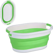 Wascartuccia opvouabile - 36 litri - plastica - economia di spazio inclinabile - maniglie - verde-bianco