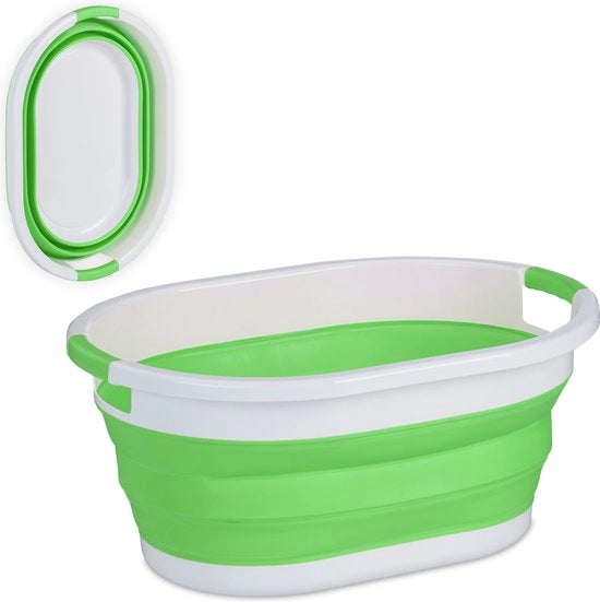 Wascartuccia opvouabile - 36 litri - plastica - economia di spazio inclinabile - maniglie - verde-bianco