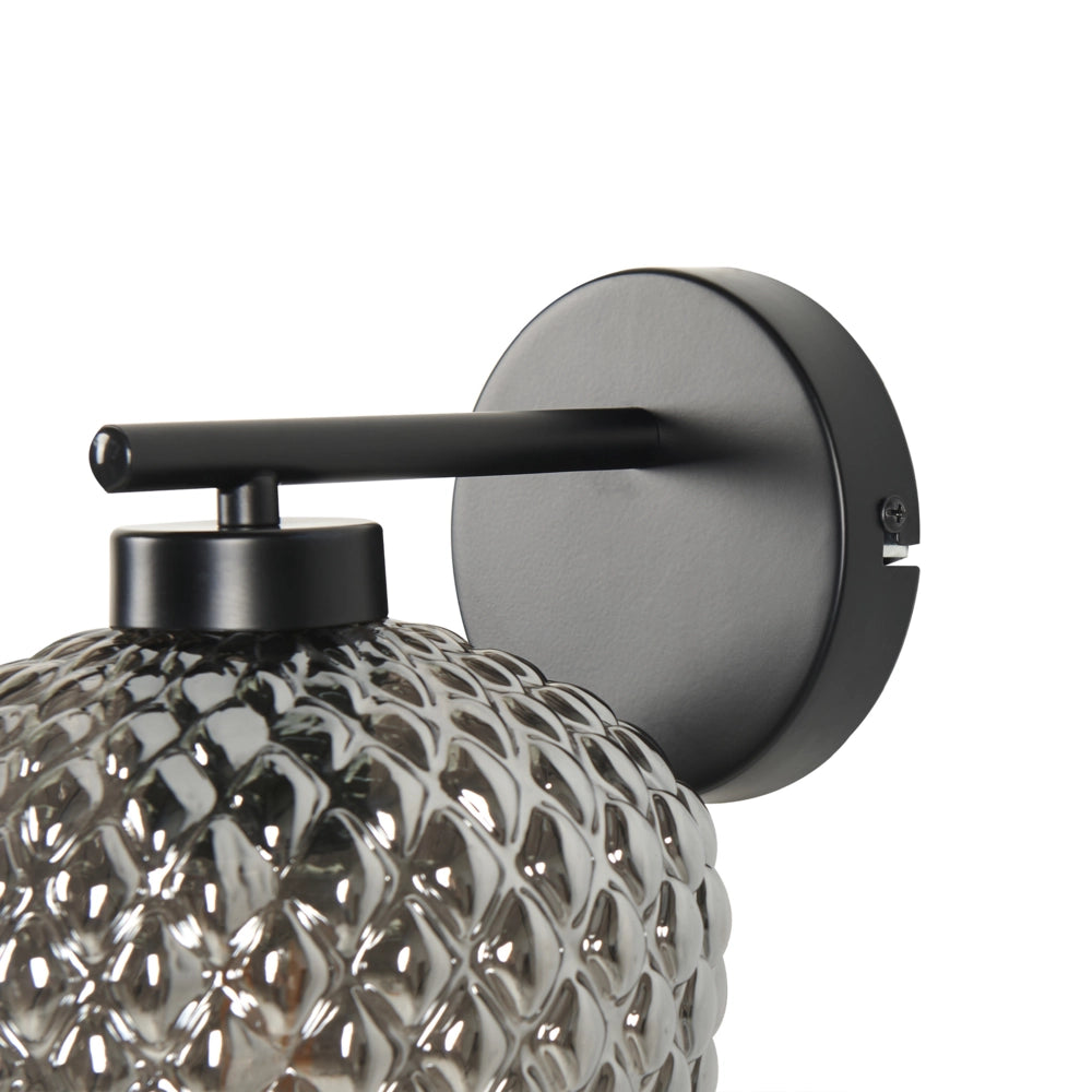 Lampada da terra Grigio e nero con base in ferro e paralume fumé in vetro Punto luce singolo Accessori per la casa Illuminazione