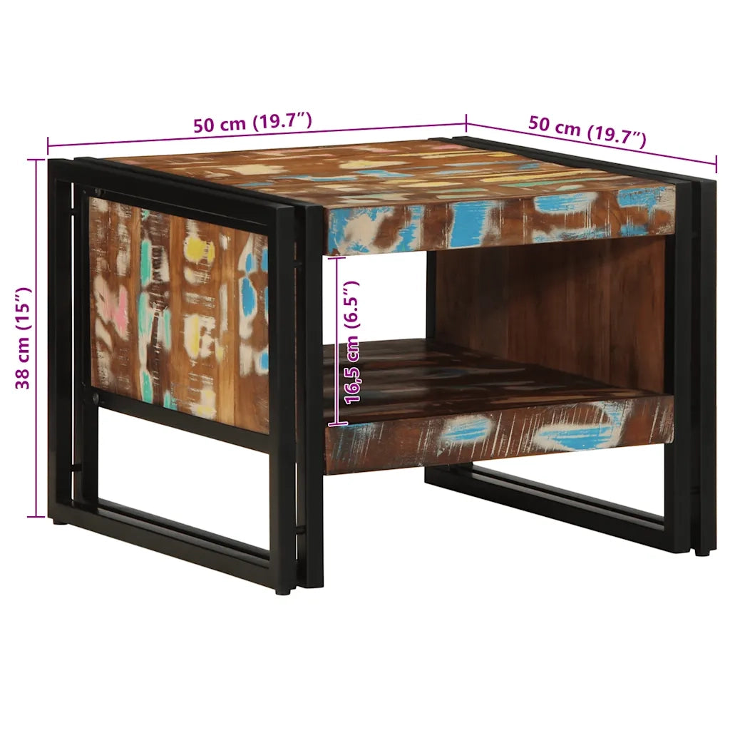 vidaXL Tavolino Salotto Multicolore 50x50x38cm Legno Massello Recupero