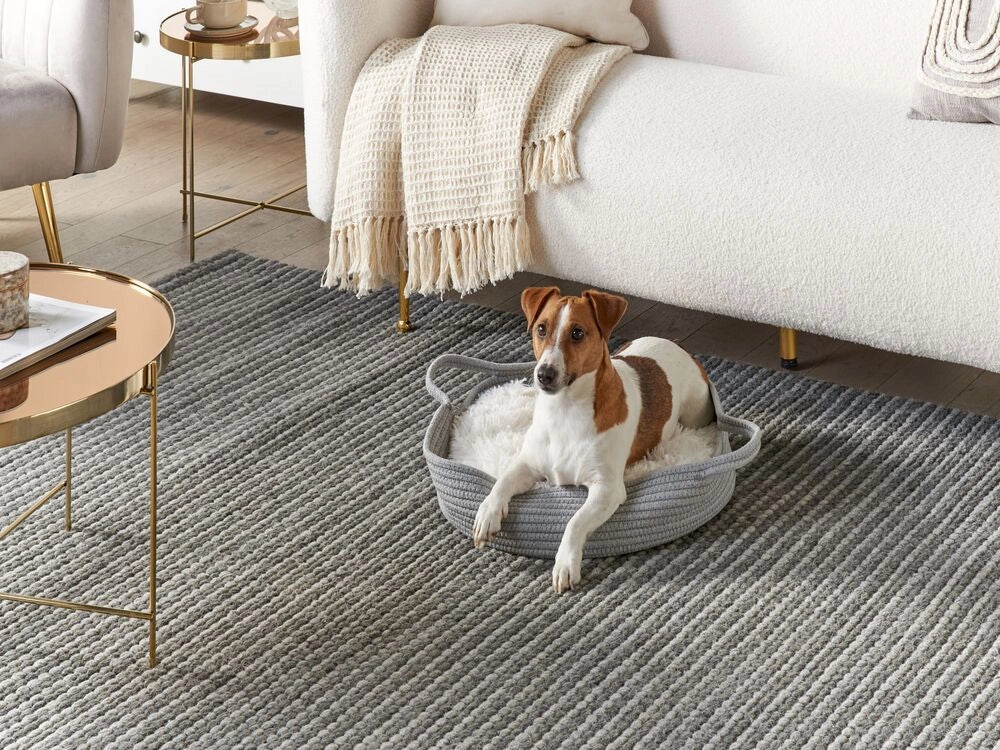 Cuccia morbido lettino per animali domestici in cotone grigio e bianco ø 45 cm