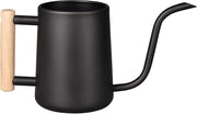 Giocatore in acciaio inossidabile da interni da 35 oz/1000 ml con lunga canna e manico in legno per piante da appartamento e ufficio - Nero