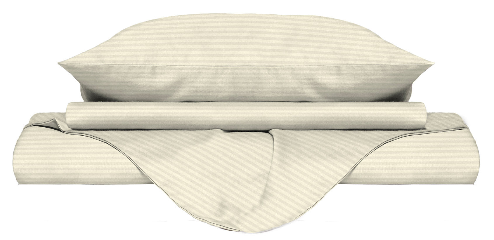 Copripiumino Matrimoniale con Sacco e Federe in Raso di Poliestere Panna