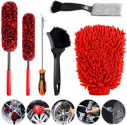 Kit di pulizia autoguida, set di pulizia auto 6 pezzi, pulizia interno ed esterno dell'auto, kit di pulizia auto con spazzola per ruote, spazzola per dettagli per diffusore d'aria, pneumatici, pulizia domestica