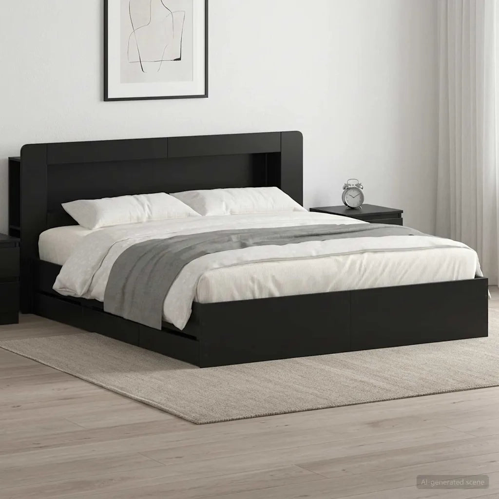 Telaio del letto con storage con testiera Nero 180 x 200 cm 3434064
