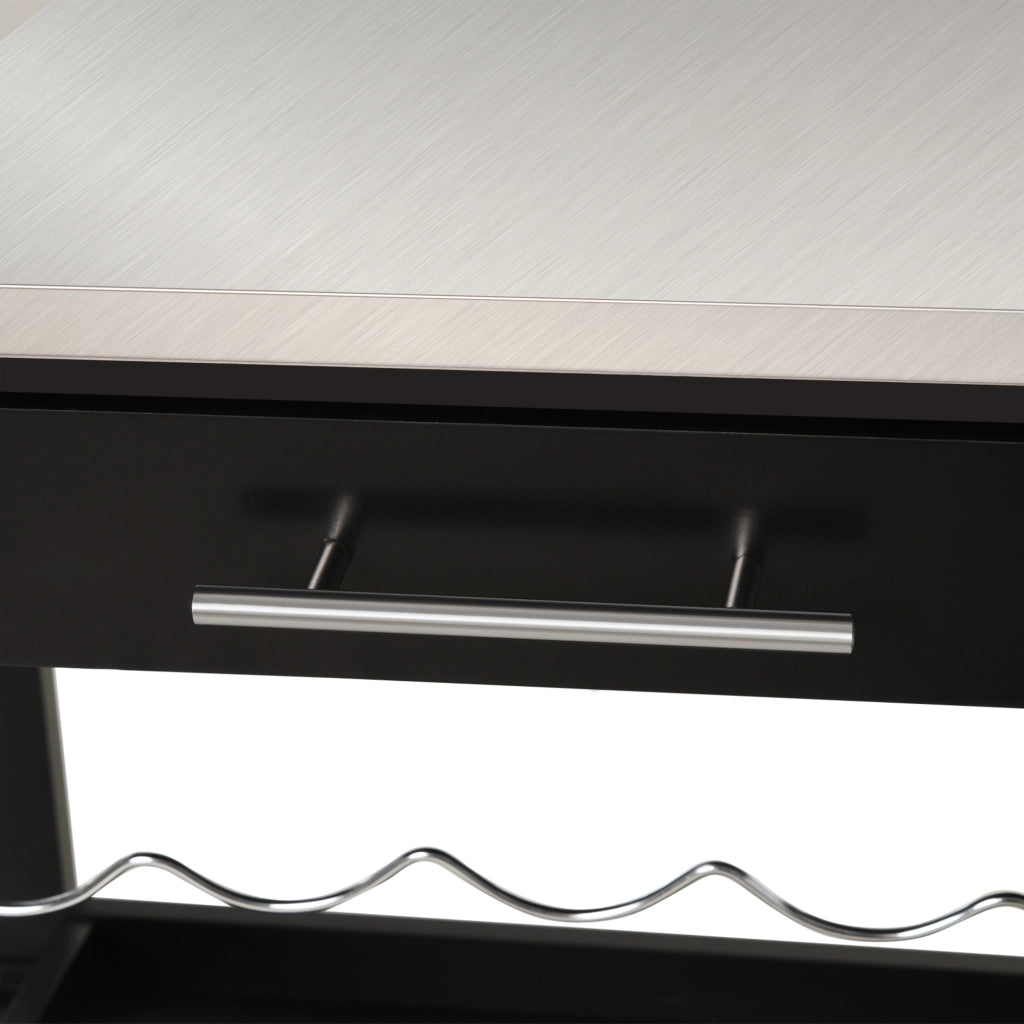 Carrello da Cucina ¨C Xylo ¨C 60x40x85 cm Piano in Acciaio Inox Nero con Ripiani