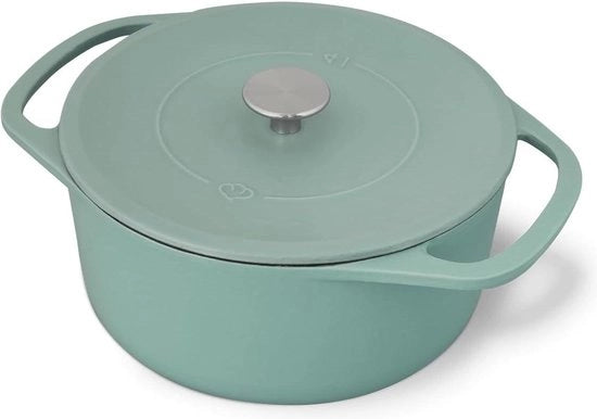Piatto di cottura in ghisa 4L, 24cm, resistente al forno, per induzione