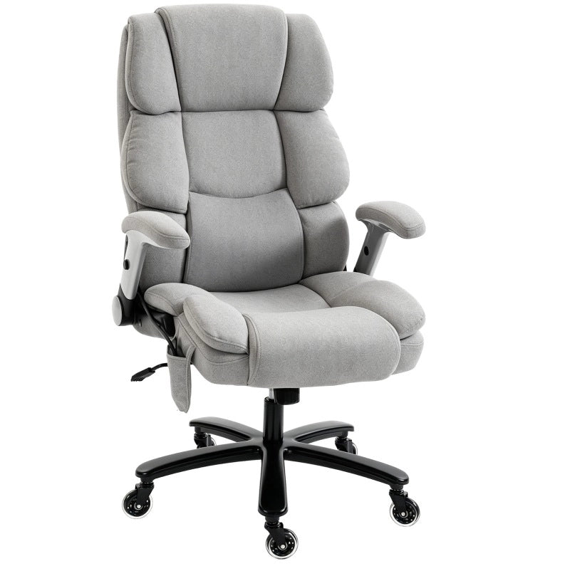 Sedia da ufficio grigio chiaro con supporto lombare airbag, braccioli ribaltabili e molle a tasca
