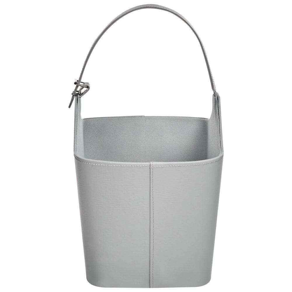 Cestino portaoggetti in ecopelle grigio fatto a mano con maniglie Portariviste tradizionale Design Rustico