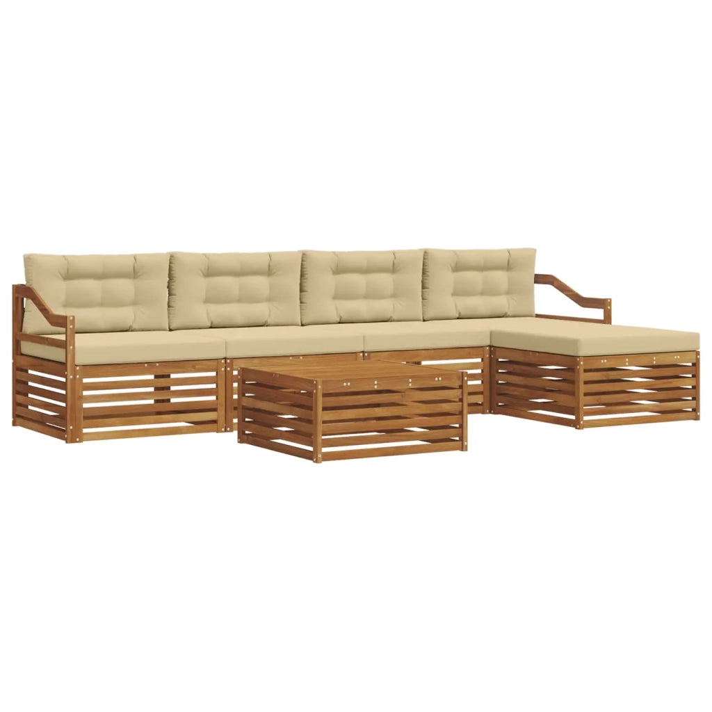 Set di divani da esterno con cuscino 6 pcs Naturale e Beige