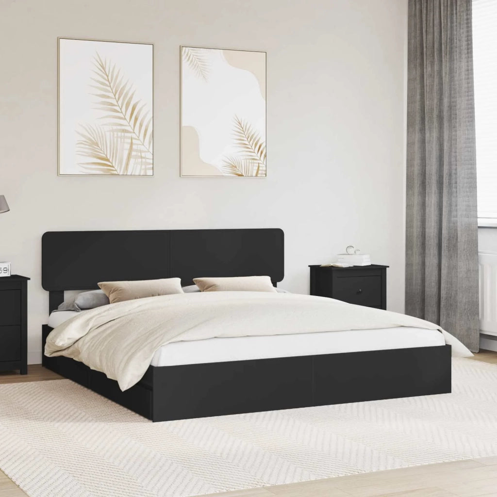 Letto con Contenitore Nero 200 x 200 cm Legno multistrato 3412242