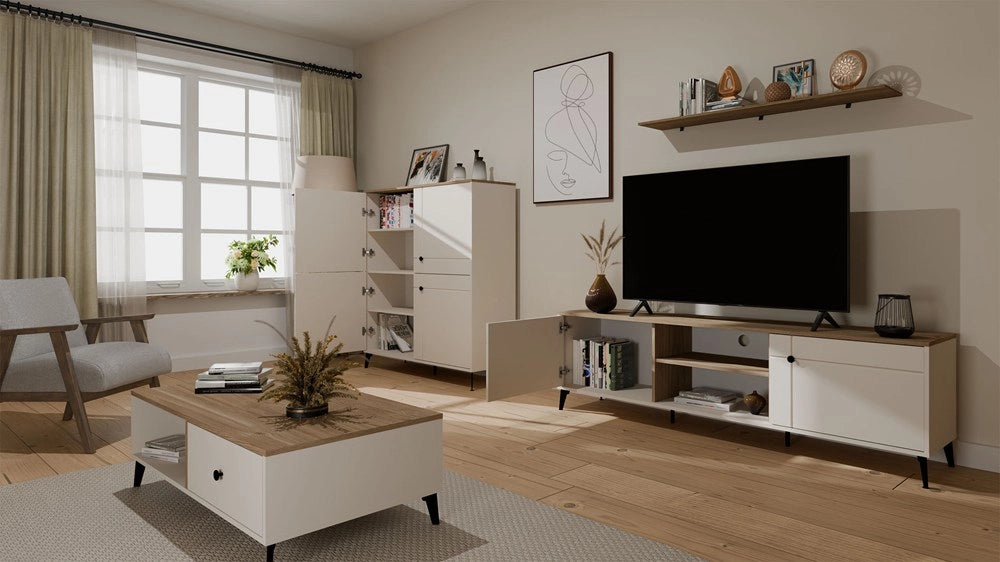 Mobile TV POINT 2d cashmere beige rovere CASTELLO mobile sotto TV 2 ante