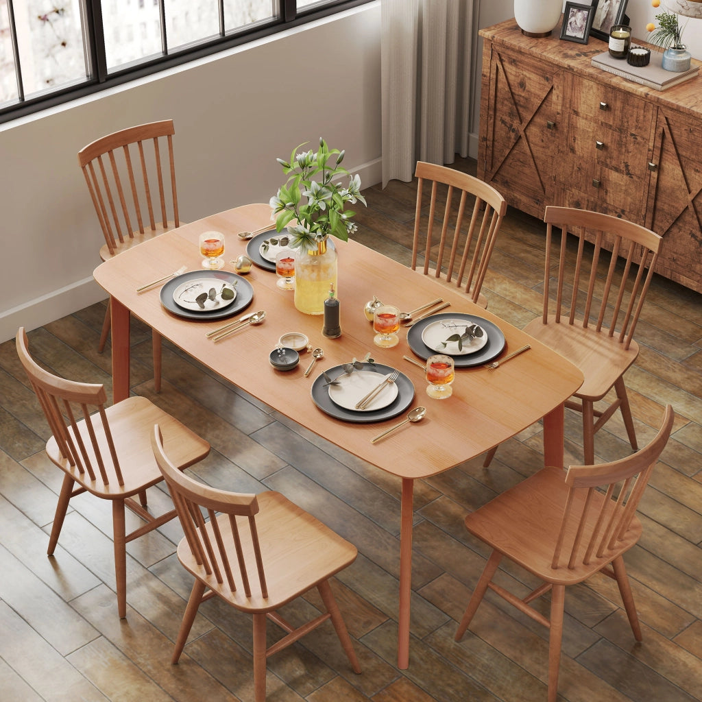 Tavolo da pranzo rettangolare allungabile per 6 persone ¨C Zephmum ¨C Legno massello rovere naturale 150x80x76 cm