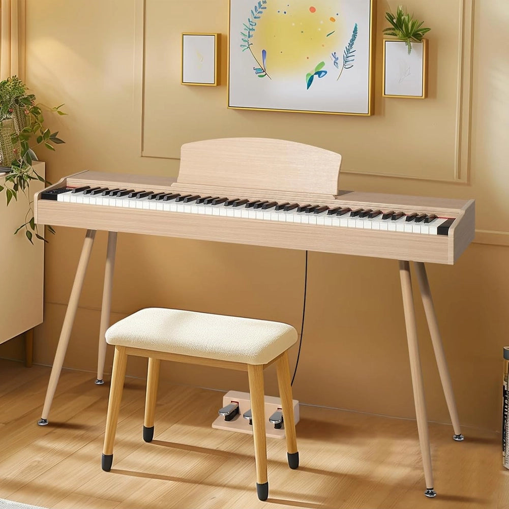 Tastiera Musicale Pianoforte Elettrico con 88 Tasti e Pedaliera Colore Naturale